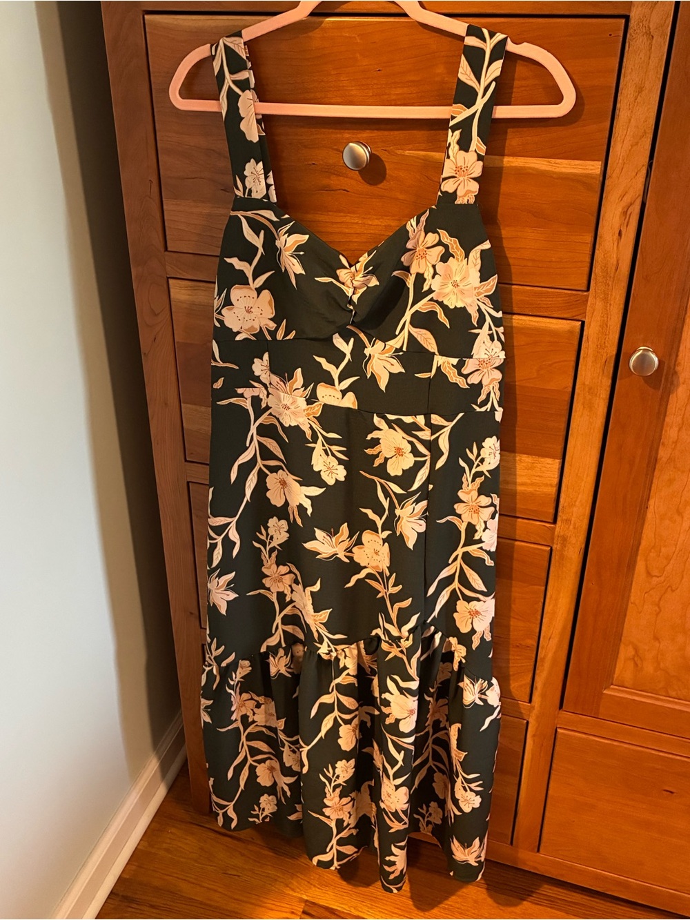 Maurices Dark Green Floral Midi Dress